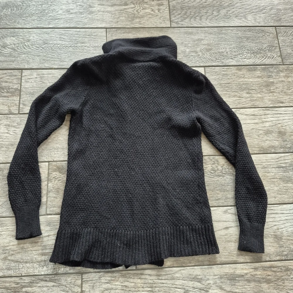 Lauren Ralph Lauren Black Wool Blend Double Breasted Cardigan Sweater Size M